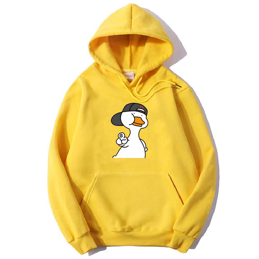 Наклейка «Утка, это круто», толстовка большого размера для женщин, каваи/милый свитшот с длинными рукавами, мультяшная эстетичная толстовка в стиле Харадзюку с круглым вырезом