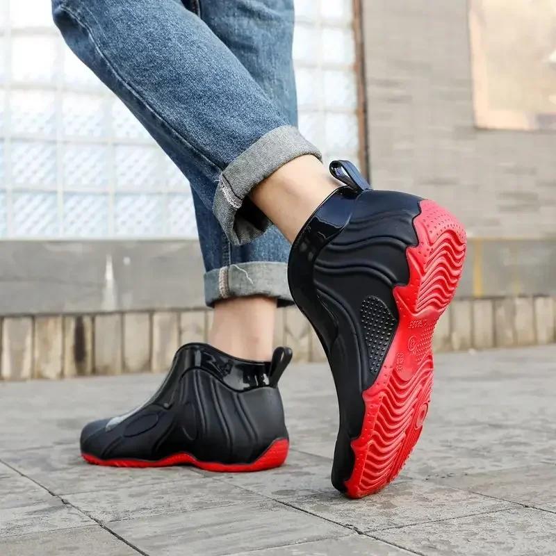 Сапоги для мужчин, износостойкие, водонепроницаемые и нескользящие, пластиковые, для дождливого дня, дизайнерские, новые, дешевые