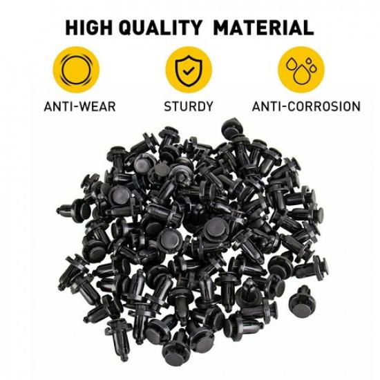 100 Pcs Bumper Clips 10mm Fender Hood Push Rivets Retainer Fasteners for Honda