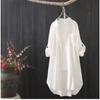 White Shirt Women 2025 Spring Summer Korean Fashion Simple Solid Color Long Shirts Lady Loose Breathable Midi Shirt and Blouse