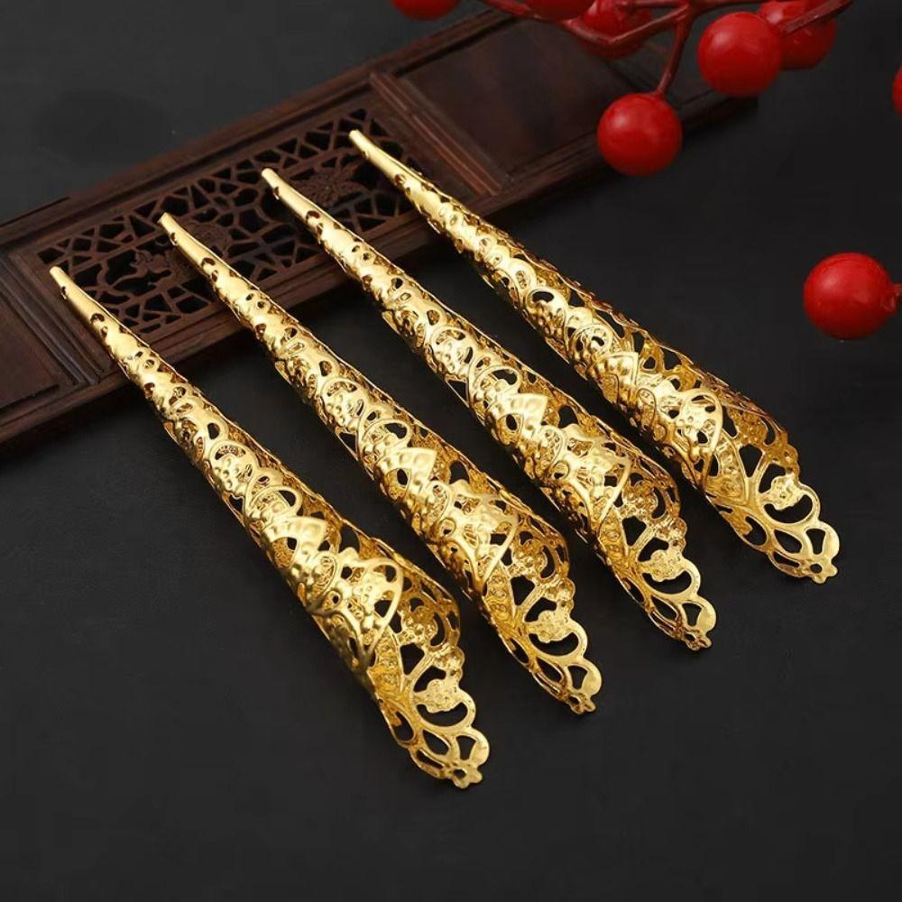 10PCS Adjustable Opening Fingertip Nail Ring Antique Style Cosplay Jewelry Dance Performance