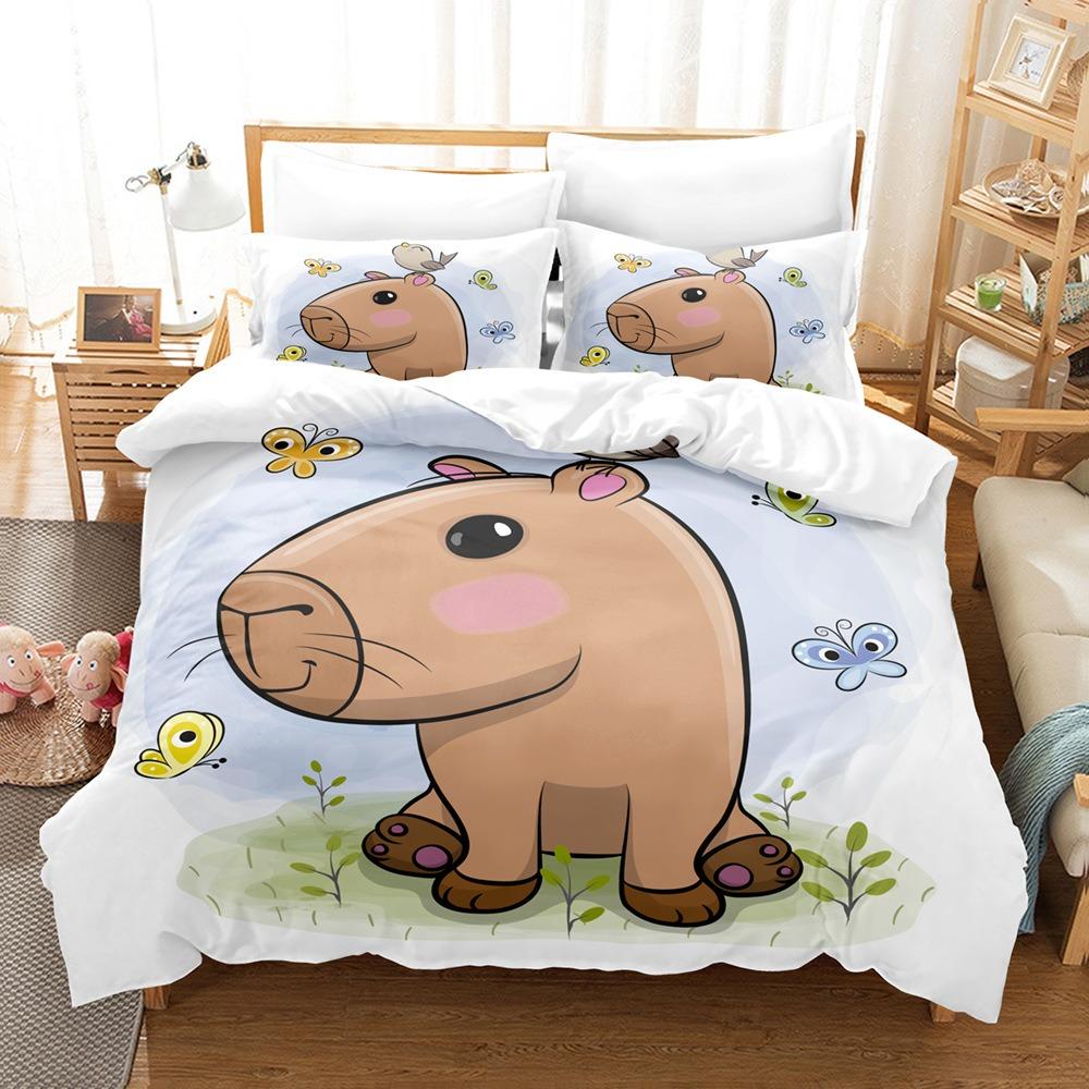 Милый Капибара 3D Печатный Постельный Комплект Пододеяльник Приятный к Коже 100% Полиэстер Наволочки Постельный Комплект для Взрослых и Детей Подарки