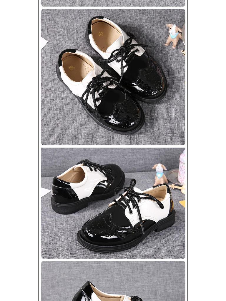 Летние черные кожаные туфли для мальчиков 2025 года в стиле кампуса — британский стиль, нескользящая лакированная кожа для студентов