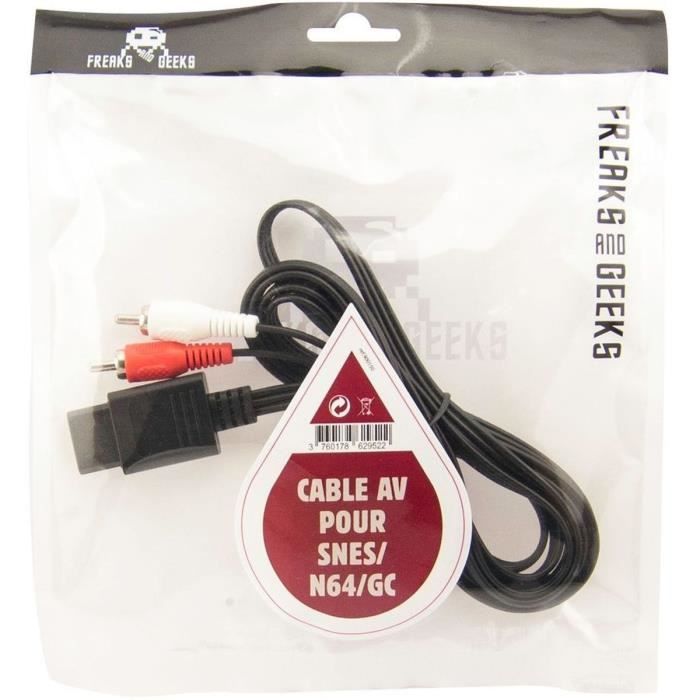 AV Video Cable - FREAKS AND GEEKS - SNES/N64/GC - Wired - Black - Retro Connectivity
