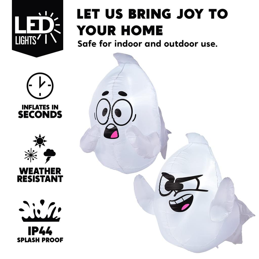 Joyfy 2 Pack Halloween Inflatable Window Ghost 2.6 FT Outdoor Scary Flying Ghost Broke Out from Window for Halloween Decoration