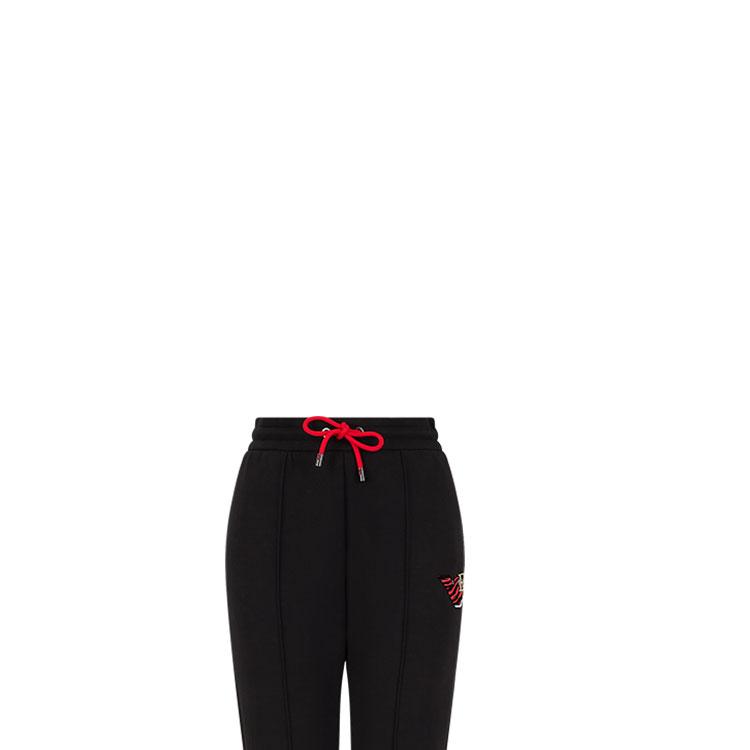 Emporio Armani Спортивные штаны вязаные с манжетами, однотонные, с вышитым логотипом, женские, черные, SS22, 3L2P6E-1JHSZ-0999