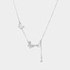 Tassel Butterfly Necklace Women's Summer Niche Design Sense Chain Simple Zircon Clavicle Chain Stainless Steel Accessories