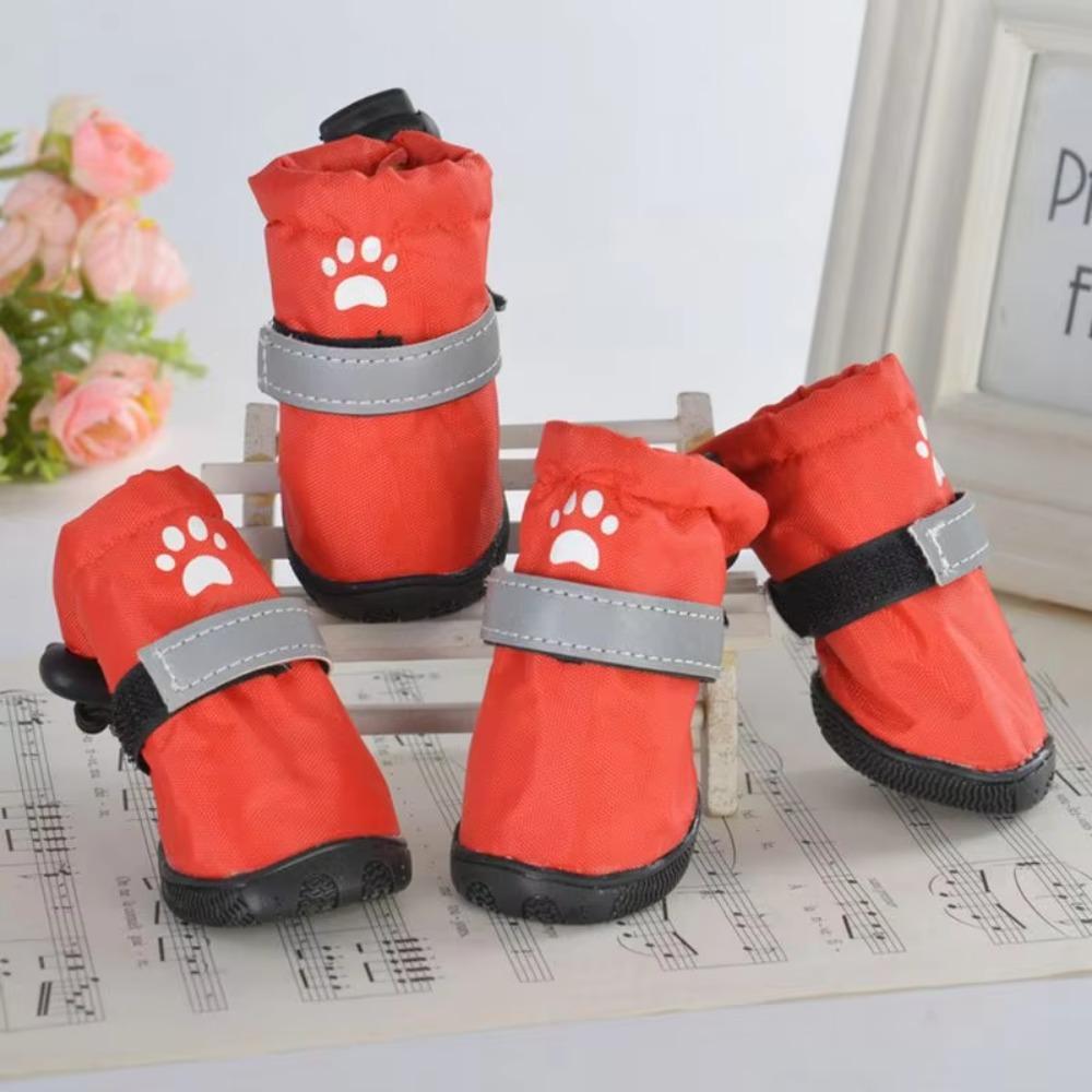 4pcs/set Anti-slip Pet Dog Shoes Waterproof Pet Rain Shoes Adorable Puppy Booties Small Medium Dog