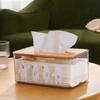 Desktop Paper Towel Box Household Living Room Paper Box Desktop Transparent Bamboo Cover Napkin Storage Container Home Tool