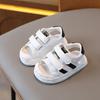 Toddler Closed-Toe Sandals for Boys and Girls, Ages 0-3.5, Soft Sole, Breathable White Shoes.