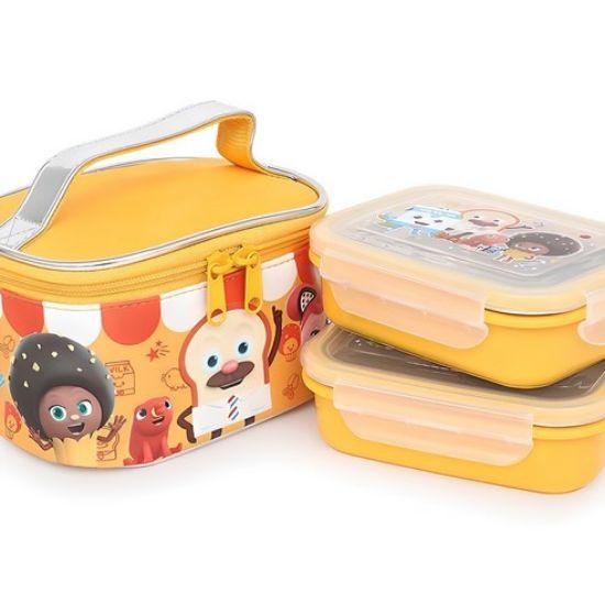 Bread Barbershop Kids Stainless Steel 2-Tier Lunch Box with Bag Set