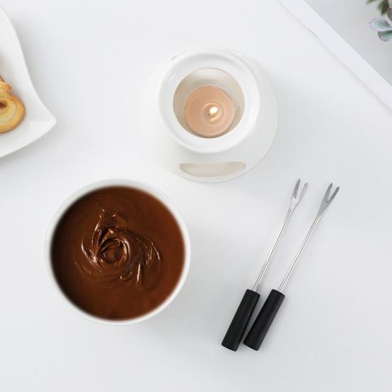 Кружки для шоколадного фондю с вилками, плавильные чашки для шоколадного масла, набор керамических горячих горшков