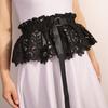 Black Water-soluble Lace Elastic Waist Seal Elegant and Stylish D-buckle Adjustment Waist Seal