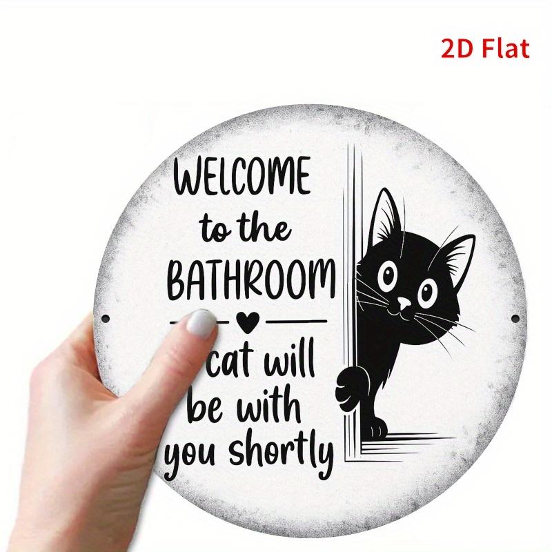 Cat Duo in Bathroom D Metal Plaque Art for Home Office Bedroom Cafe Garage Decor Perfect Holiday Gift