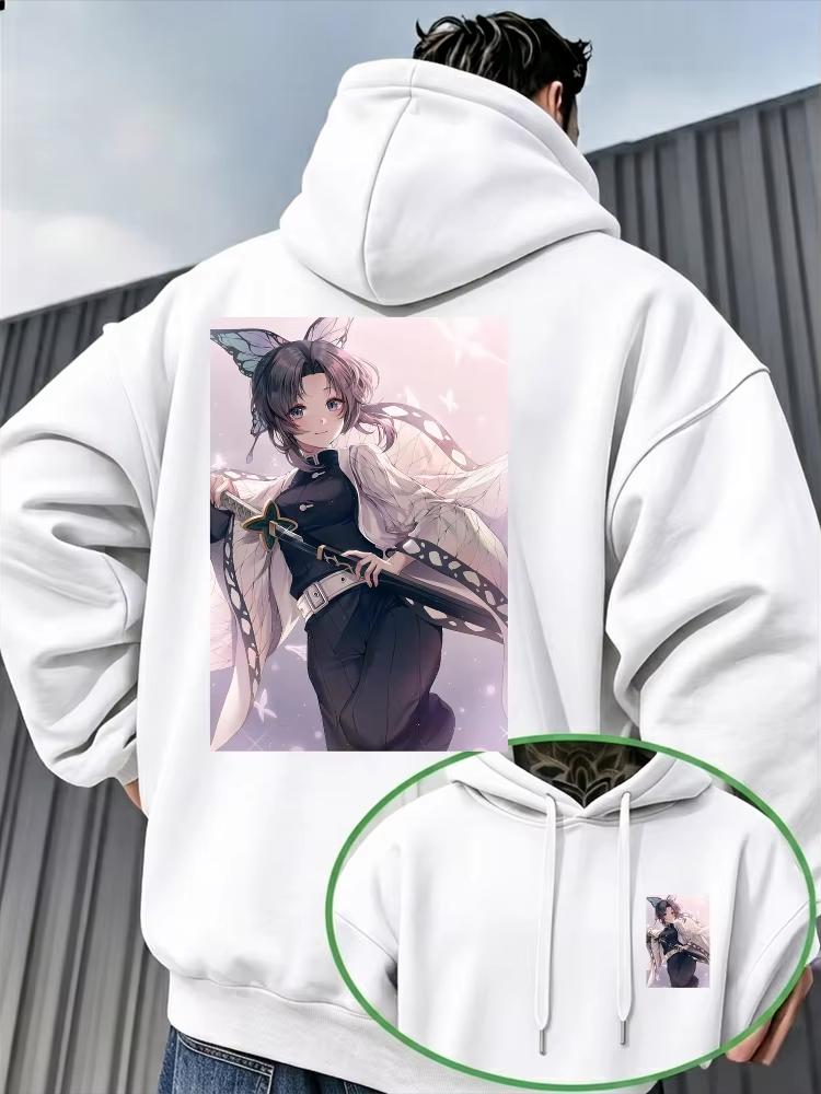 Demon Slayer Men's Hoodie Shinobu Kocho Anime Graphic High Quality Fleece Sweatshirt Warm Autumn Winter Women And Men Hoodie