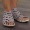 New Round Toe Hollow-Out Breathable Flat Sandals Women's Summer Beach Shoes Vintage Roman Sandals