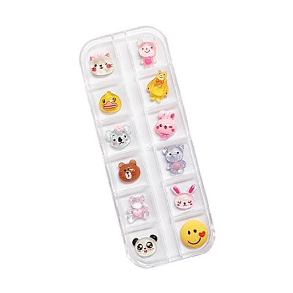 Funny Nail Character Parts 12-piece Set, No 218, 1 Set