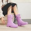 Fashion Versatile Women's Rain Shoes Waterproof and Non-slip Cotton Warm Medium Tube Rain Boots Soft Sole Comfortable Bundle Water Shoes