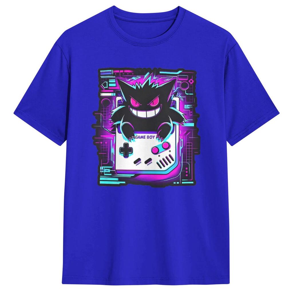 Vintage T Shirt Retro Spooky Pokemon Gengar Cotton T-Shirts Trendy Cool Tee Shirt for Male Y2K Casual Short Sleeve Top Tees