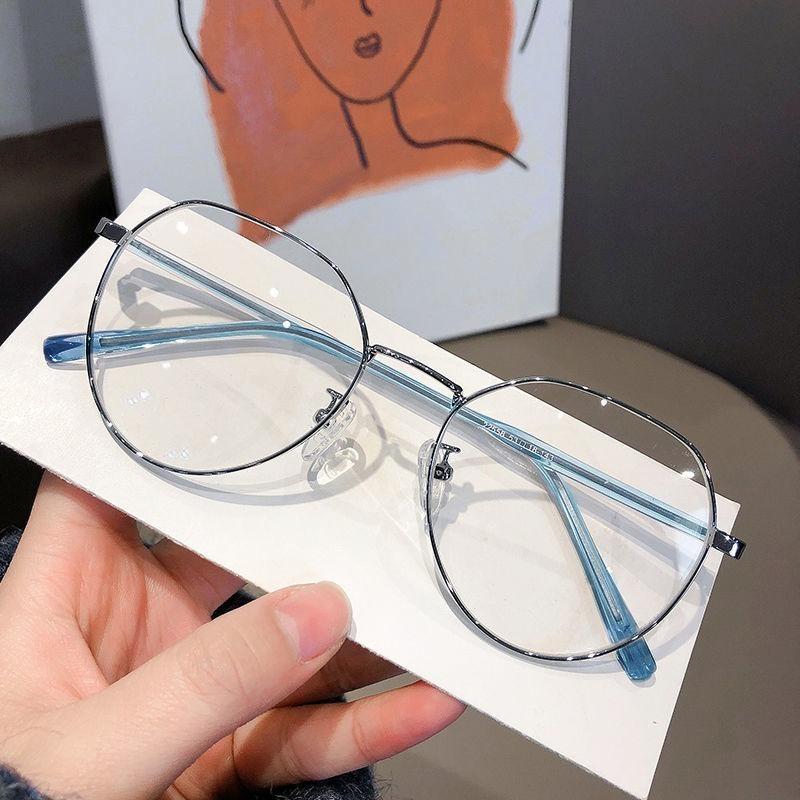 2шт прозрачные фотохромные овальные очки женские из нержавеющей стали оправа из поликарбоната модная металлическая цепочка