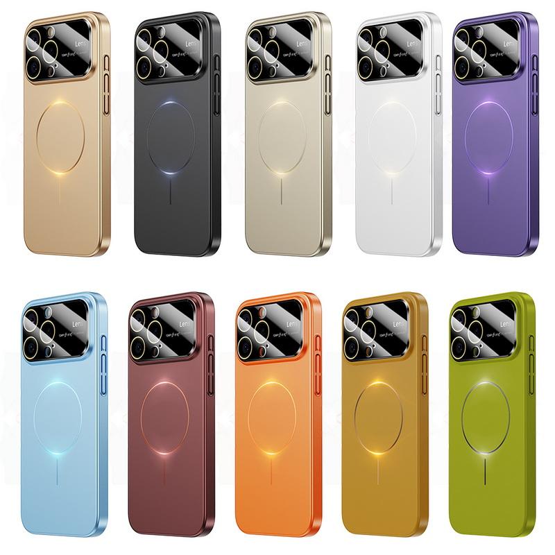 Роскошный однотонный жесткий чехол из ПК для iPhone17  16 Pro Max 15 Pro 14 13 12 11 Защита объектива Противоударный для Magsafe Магнитный чехол для телефона