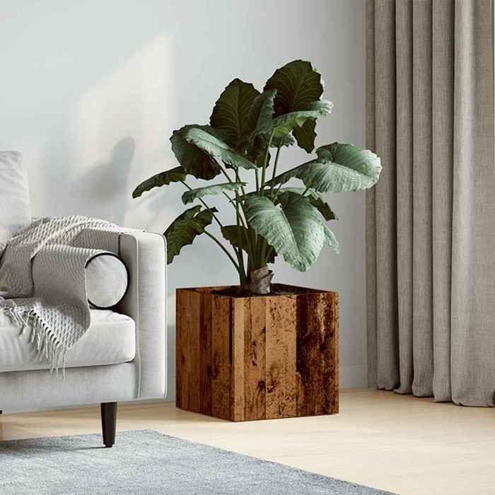 VidaXL Jardinière vieux bois 40x40x40 cm bois d'ingénierie, jardinière, jardinière d'intérieur,, pot de fleurs, jardinière 857027