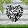 1pc Black Metal Iron Art Home Wall Decoration, Tree of Life Heart Shaped - Metal Wall Garden Art, Heart Wall Art