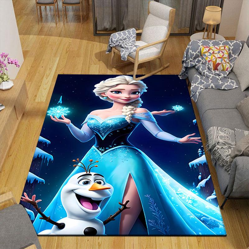 Frozen-themed floor protection rug, Elsa princess cartoon rug, suitable for room décor and as a gift.