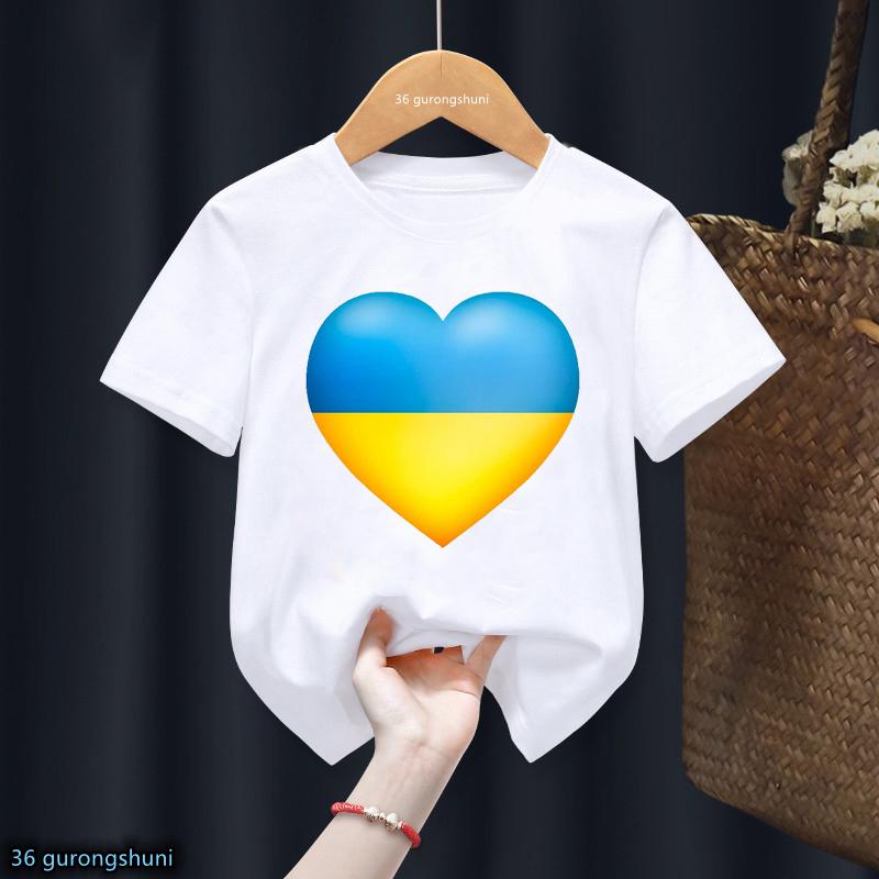 Футболка для мальчиков Милая футболка Украина Украинская футболка Харадзюку Детская футболка Футболка Маленькие мальчики Девочки Унисекс Топ Футболка с коротким рукавом