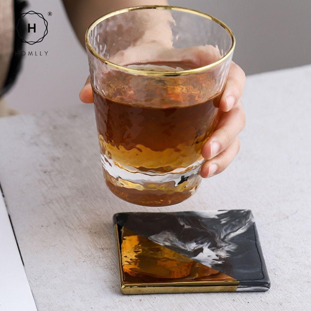 Homlly Tii Gold Marble Coasters (X4PCS)