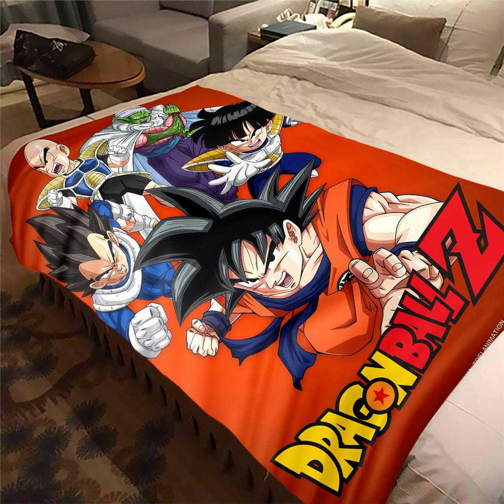 1 шт. Фланелевое одеяло с принтом Сон Гоку, Высокое качество, Для всех сезонов, Декор для дома, Тепло и уют, Идеально для рождественских подарков