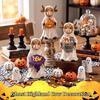 3 Halloween Highland Cow Statues, Cute Ghost Decorations, Hooded and Mummy Cow Statues with Pumpkin Decorations, for Layered Tra