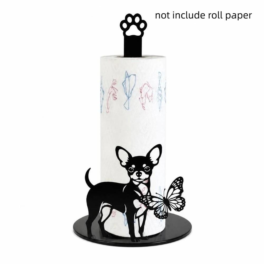 Wooden Roll Paper Towel Holder Cat Dog Vertical Napkins Rack Kitchen Countertop
