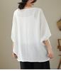 Plus Size Women's Summer T-shirts Loose Cotton Linen Short Sleeve Crew Neck Batwing Sleeve Tops