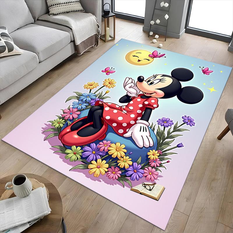 Minnie Mouse Flowers Carpet For Playroom Bedroom Living Room Sofa Home Decorkids Game Area Rug Nonslip Floor Mat