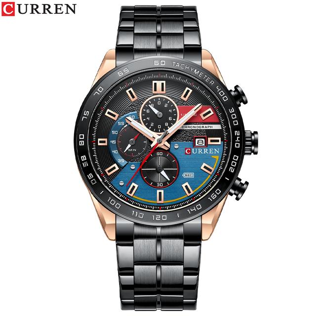 CURREN Watch for Men New Fashion Men Watches Quartz Wristwatches Stainless Steel Band Clock Male Chronograph Watches