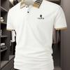 Flower PARIS Print Men's Outdoor Golf T-Shirt, Simple and Stylish Polo Shirt, Business Casual POLO, Breathable Short-Sleeve Lapel Polo Apparel