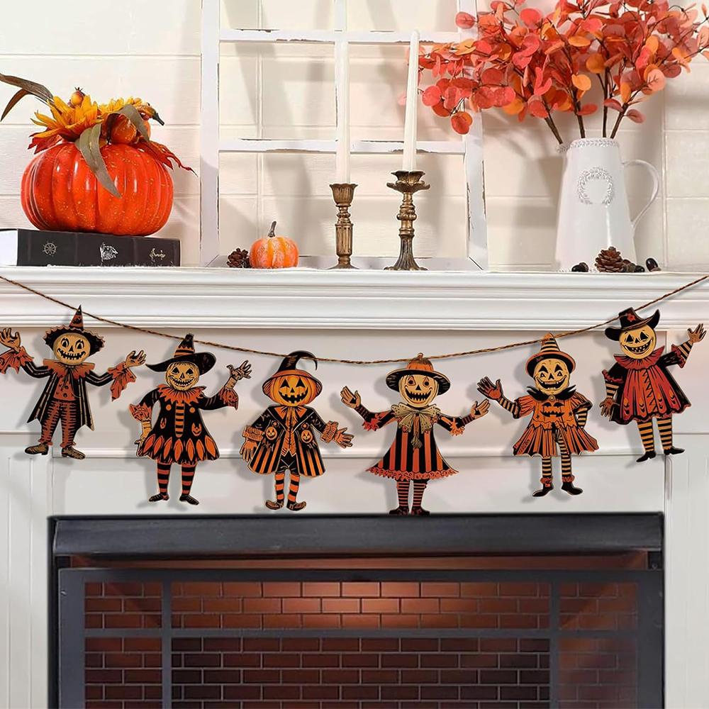 Wooden Halloween Bunting 6-piece Set