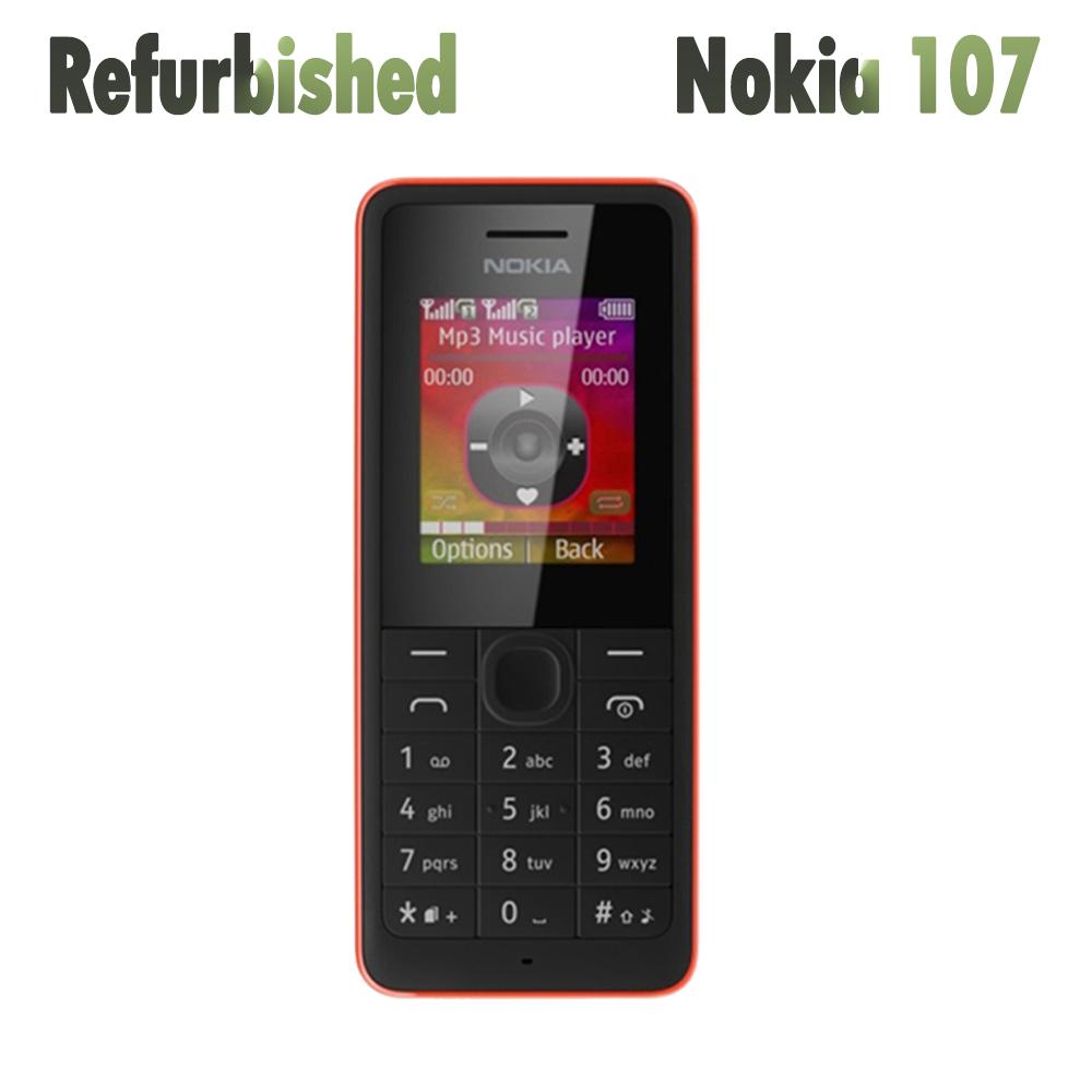 Восстановленный Оригинальный Nokia 107 Dual SIM GSM 900 / 1800 Мобильный телефон с 2 SIM