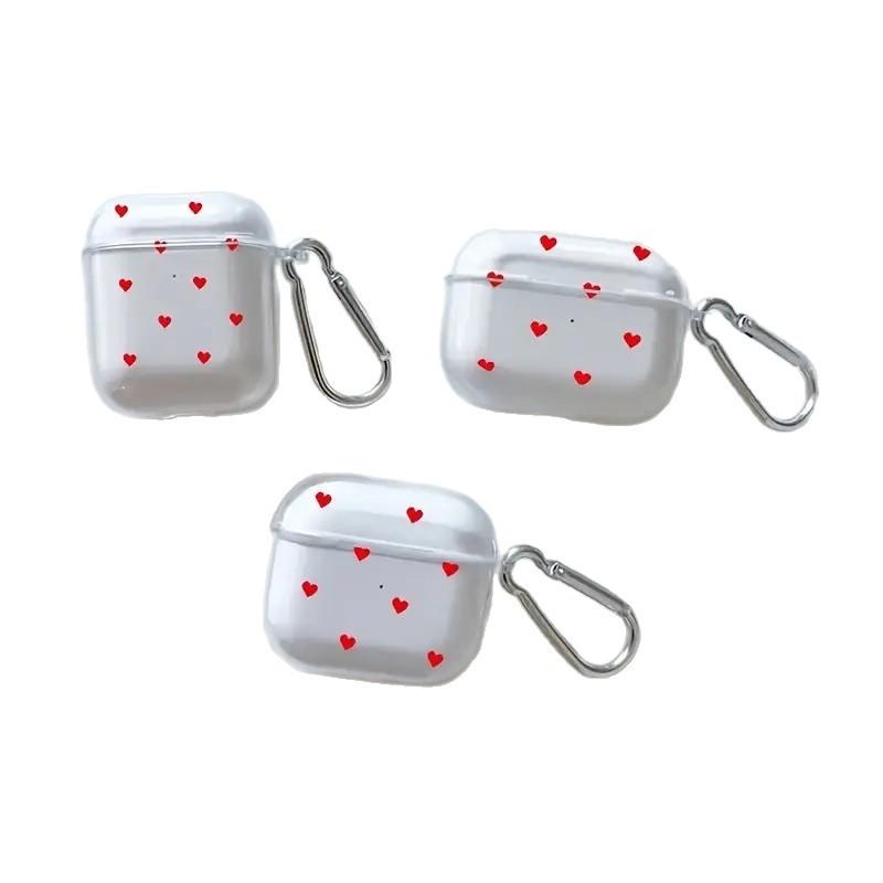 ins transparent red love applies to AirPods1/1st generation protective case Apple pro/1 wireless bluetooth headset cover