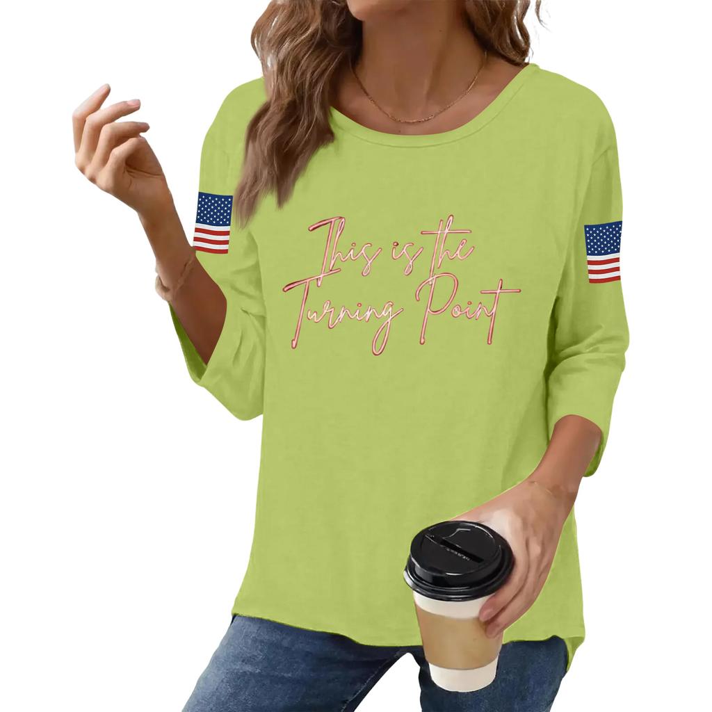 Women's Casual Fashionable Sexy Comfortable Neck Three-Quarter Sleeve Top