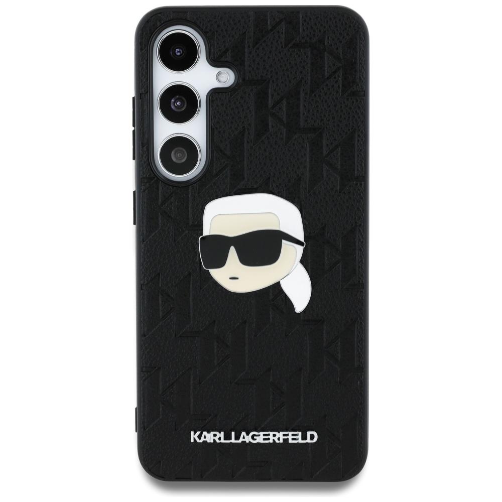 Чехол Karl Lagerfeld Кожаный Монограмма Логотип Значок Голова Карла Для Samsung Galaxy S25 Черный