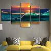5 Pieces Sunset Beach Seascape Modern HD Prints Pictures Canvas Poster Wall Art Paintings Home Decor Living Room Decoration No Frame