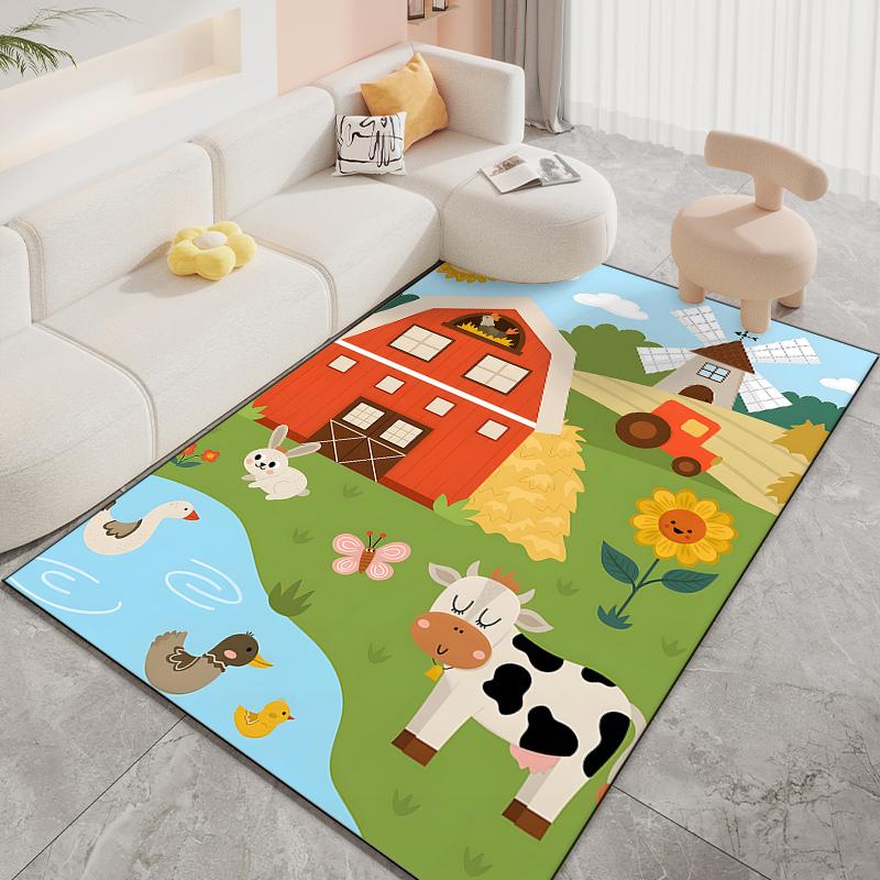 1PC Interesting Farm Cartoon Carpet for Living Room Bedroom Sofa Home Decor Non-slip Floor Mat Children's Activity Area Rugs