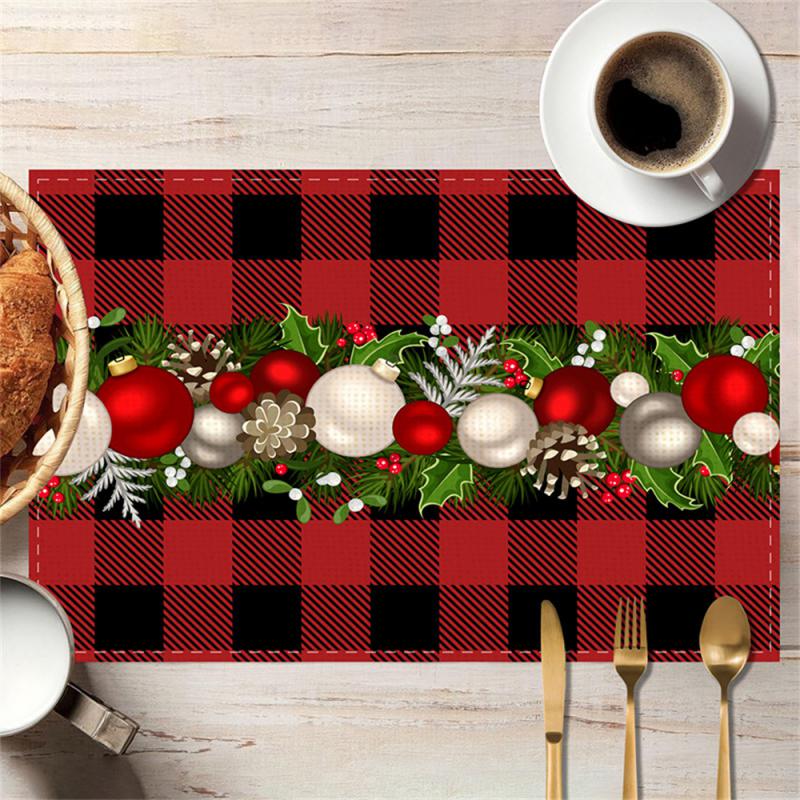 Новая Рождественская цифровая печатная салфетка для стола Праздничная вечеринка Обеденный стол Теплоизолирующая Противозагрязняющая Подставка для стола