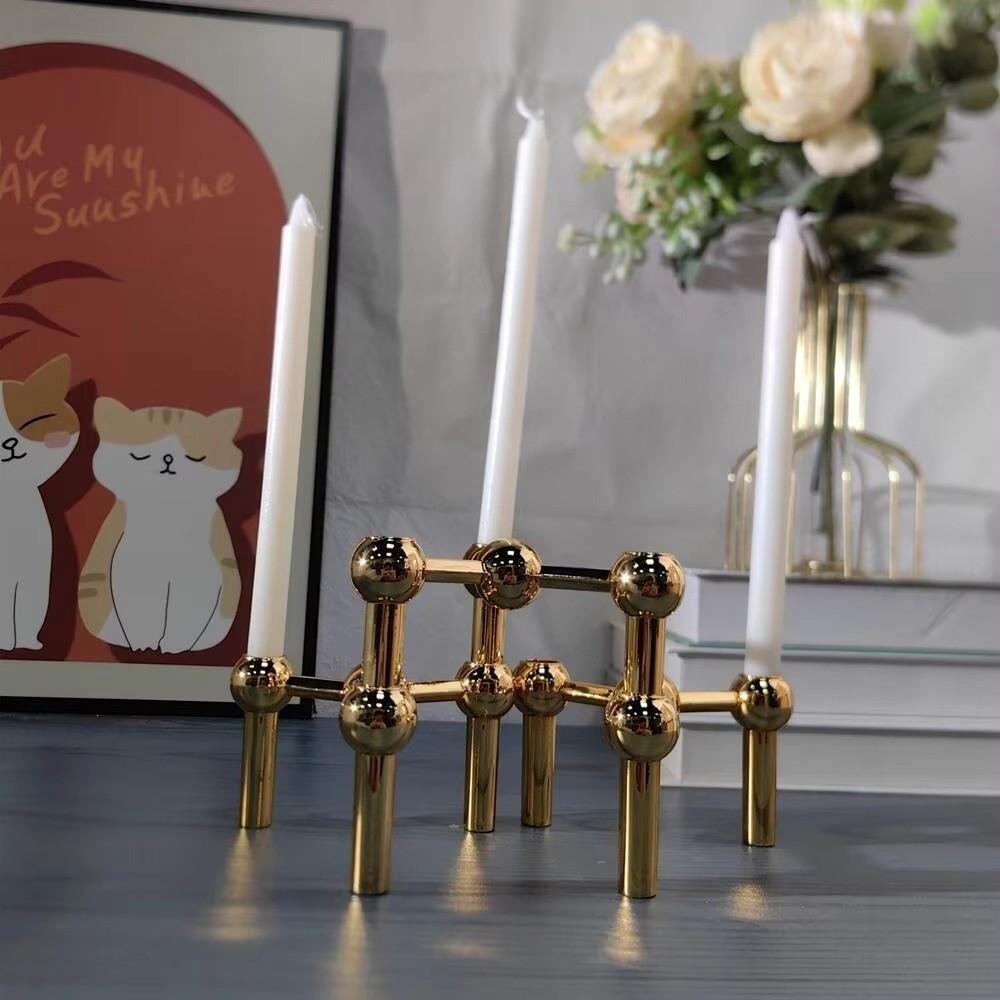 Nordic Style Candle Holder Metal Molecular Structure Triangle Candlestick Gift