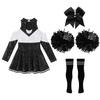 Костюм черлидинга для девочек, платье Cheer Leader с блестками и длинными рукавами, комплект с помпонами, вечеринка на Хэллоуин, день рождения