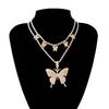 Big Butterfly Bling Necklace Rhinestone Fashion Collars Necklace  Necklace for Women