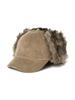 Beams Heart Men's Ear Fur Corduroy Cap, Beige Free
