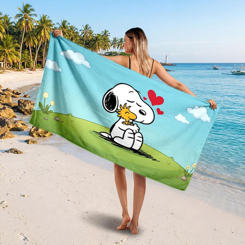 Large Beach TowelSnoopy Peanuts Soft Absorbent Towel Beach Bath Home Use